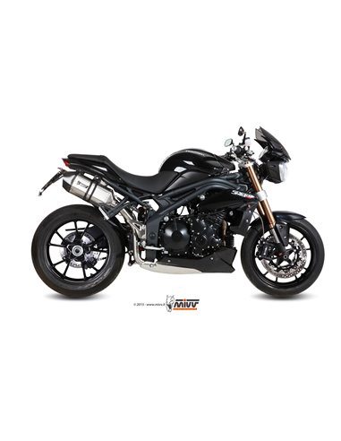 Mivv 2 Slip-On Speed edge St. Steel con tapa carbono Triumph Speed Triple 2011-15